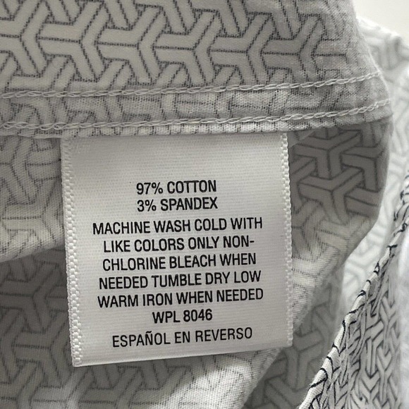 Alfani Slim Fit Stretch Mens Large 16-16.5 34-35‎ Geometric Print Dress Shirt - Picture 5 of 12